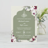 グリーンフローライスラム結婚式招待状カード 招待状 (スタンド正面)