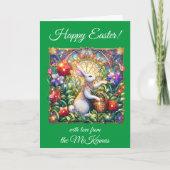 グリーンフローライースターラビットステンドグラス シーズンカード (正面)