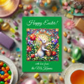 グリーンフローライースターラビットステンドグラス シーズンカード