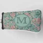 グリーンフローラウィリアムカスタムモリスイニシャルレディース ゴルフヘッドカバー (正面)