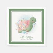 グリーンフローラウミガメかわいい赤ちゃんシャワー スタンダードカクテルナプキン (正面)