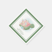 グリーンフローラウミガメかわいい赤ちゃんシャワー スタンダードカクテルナプキン (角)