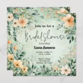 グリーンフローラエレガントブライダルシャワー 招待状 (正面/裏面)
