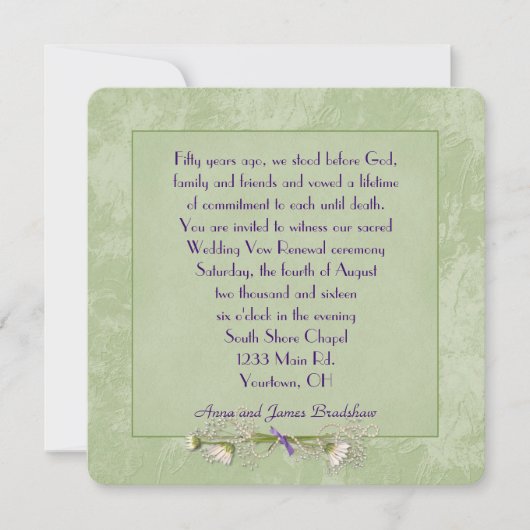 グリーンフローラエンボス結婚の発願の更新 招待状 (正面)