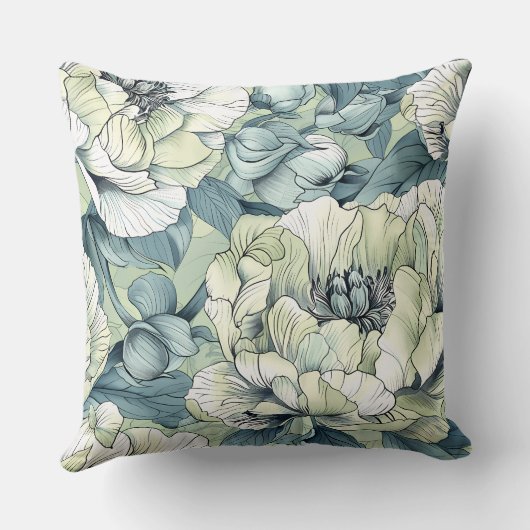 グリーンフローラガーデンエレガントデリケートフラワーソファ クッション (裏面)