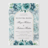 グリーンフローラガーデンヌエストラボダスペインの結婚ズ ベラム紙招待状 (正面)