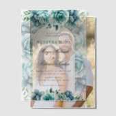 グリーンフローラガーデンヌエストラボダスペインの結婚ズ ベラム紙招待状 (オフセット (カップル))