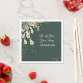 グリーンフローラガーランドスクリプトエレガントな結婚式 スタンダードカクテルナプキン (インサイチュ)