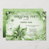 グリーンフローラクリスマスパーティーホリデー招待状 招待状 (正面/裏面)