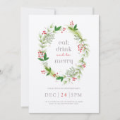 グリーンフローラクリスマスリース招待状カード 招待状 (正面)