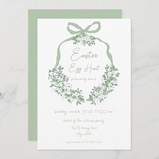 グリーンフローラクレスターイースターエッグ狩り&ブランチ招待状 招待状 (正面/裏面)