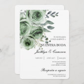 グリーンフローラスペインの結婚式招待状 招待状 (正面/裏面)