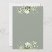 グリーンフローラタイポグラフィセージ結婚グリーン 招待状 (裏面)