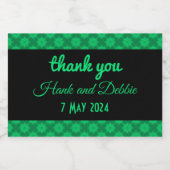 グリーンフローラダマスク結婚式 スパークリングワインラベル (シングルラベル)