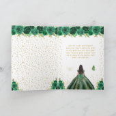 グリーンフローラダークスキンガールハッピーバースデー カード (内部)