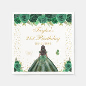 グリーンフローラダークスキンプリンセスバースデーパーティー スタンダードカクテルナプキン (正面)