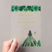 グリーンフローラダークスキンプリンセスSweet sixteen アクリル招待状 (インサイチュ (ポータブル))