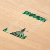 グリーンフローラダークスキンプリンセスSweet sixteen アクリル招待状 (レイダウン)