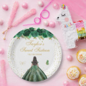 グリーンフローラダークスキンプリンセスSweet sixteen ペーパープレート (パーティー)