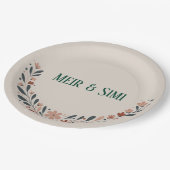 グリーンフローラディナーパーティー紙プレート ペーパープレート (アングル)