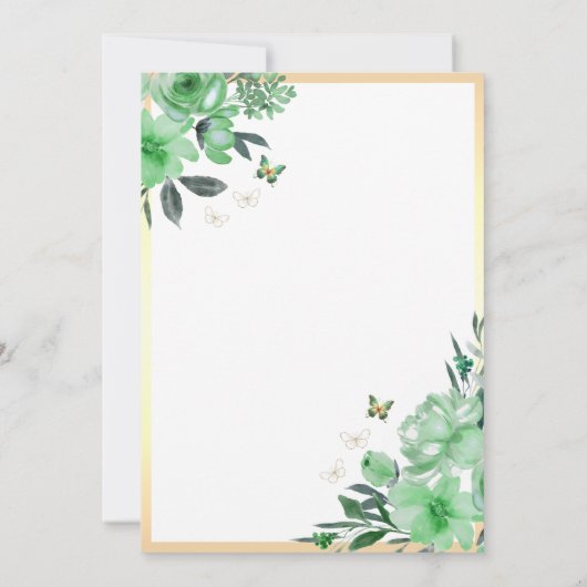 グリーンフローラドレスバタフライキンセニェラ 招待状 (裏面)