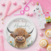 グリーンフローラハイランドカウウェルカムベビープレート ペーパープレート
