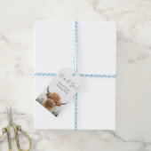 グリーンフローラハイランドカウベビーシャワーメッセージカード ギフトタグ (より糸付き)