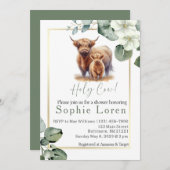 グリーンフローラハイランド牛のベビーシャワー 招待状 (正面/裏面)