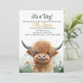 グリーンフローラハイランド牛の赤ちゃんシャワーの招待状 招待状 (スタンド正面)