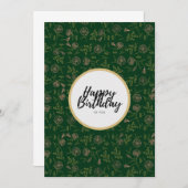 グリーンフローラハッピーバースデーからお客様のカード 招待状 (正面/裏面)