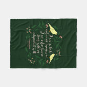 グリーンフローラバード引用文ジェーンエアシャーロットブロンテ フリースブランケット (正面(横))