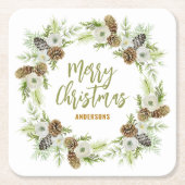 グリーンフローラパインズクリスマスリース2 スクエアペーパーコースター (正面)