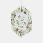 グリーンフローラパインズクリスマスリース ガラスオーナメント (正面左)