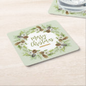 グリーンフローラパインズクリスマスリース スクエアペーパーコースター (アングル)