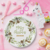グリーンフローラパインズクリスマスリース ペーパープレート (パーティー)