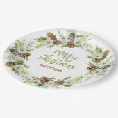 グリーンフローラパインズクリスマスリース ペーパープレート (アングル)