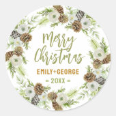 グリーンフローラパインズクリスマスリース ラウンドシール (正面)