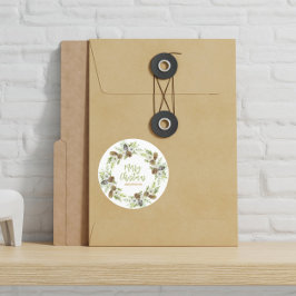 グリーンフローラパインズクリスマスリース ラウンドシール