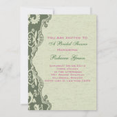 グリーンフローラブライダルシャワーティーパーティの招待状 招待状 (裏面)