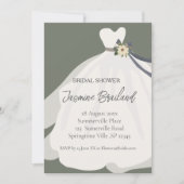 グリーンフローラブライドガウンブライダルシャワー 招待状 (正面)