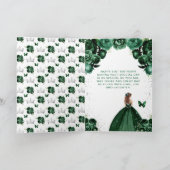 グリーンフローラブラウンヘアガールハッピーバースデー カード (内部)