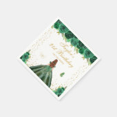 グリーンフローラブラウンヘアプリンセス誕生日パーティー スタンダードカクテルナプキン (角)