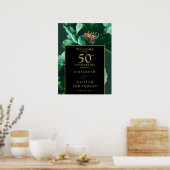 グリーンフローラブラックと金ゴールド50周年記念サイン ポスター (キッチン)