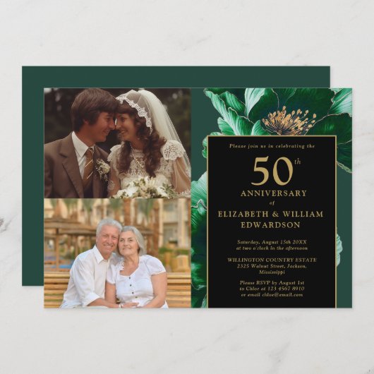 グリーンフローラブラック金ゴールド50周年記念写真2 招待状 (正面/裏面)
