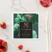 グリーンフローラブラック&金ゴールドシック50周年記念 スタンダードカクテルナプキン (インサイチュ)