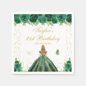 グリーンフローラブロンドヘアプリンセスバースデーパーティー スタンダードカクテルナプキン (正面)