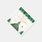グリーンフローラブロンドヘアプリンセスバースデーパーティー スタンダードカクテルナプキン (角)