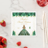 グリーンフローラブロンドヘアプリンセスSweet sixteen スタンダードカクテルナプキン (インサイチュ)