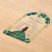 グリーンフローラプリンセス金ゴールドアーチキンセアニェラ アクリル招待状 (レイダウン)