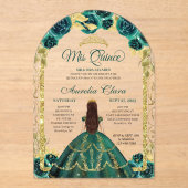 グリーンフローラプリンセス金ゴールドアーチキンセアニェラ アクリル招待状 (正面)